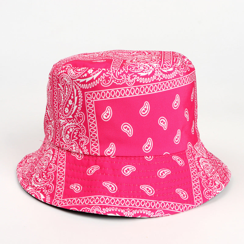 Bucket Hat Fishing Cap Cotton Print Fisherman Hat Cartoon Bucket Hat Female Printing Leaves Sunshade Sun Protection Hat