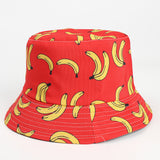 Bucket Hat Fishing Cap Cotton Print Fisherman Hat Fruit Banana Stamp Summer Leisure Sun Hat