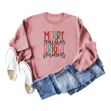 Merry and Bright Sweatshirts Merry Teacher Bright Casual round Neck Sweater