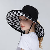 Vintage Check Bucket Hat Double-Sided Plaid Sunshade