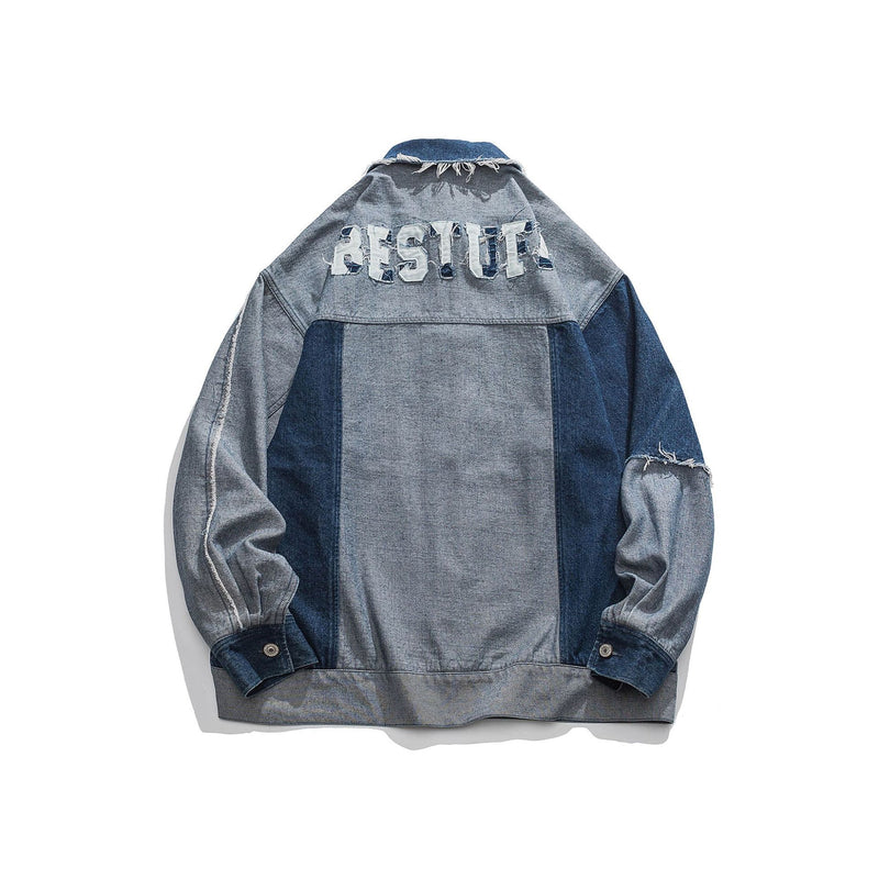 Men Denim Jackets Autumn Denim Color Matching Pine Casual Coat Top