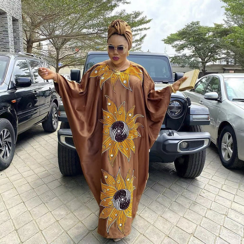 African Dashiki Dress round Neck Printed plus Size Long Dress