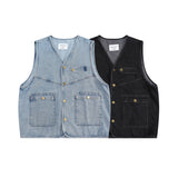 Man Fall Outfis Retro Washed Do the Old Cowboy Vest Men's Loose Overalls