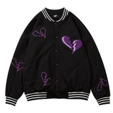 Valentine's Day Jacket Autumn Retro Love Embroidered Baseball Uniform Men Loose Hip Hop Coat Jacket