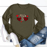 Valentine's Day T Shirt Solid Color Long Sleeve Heart Printing Casual