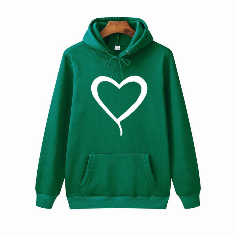 Adolescence Sweatshirt Fleece Heart Printing Loose