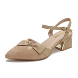 Low Heel Wedding Shoes Summer Sandals Mid Heel Pointed Toe Women's Chunky Heels