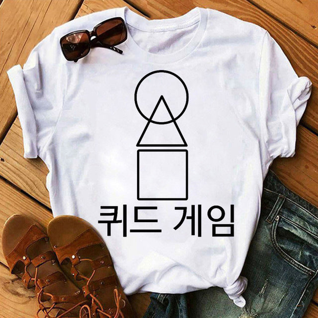 Squid Game Costume round Six Graphic Geometric Print Short Sleeve T-shirt