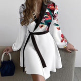 Kendall Jenner Wedding Guest Dress Floral Print Temperament V-neck Sexy