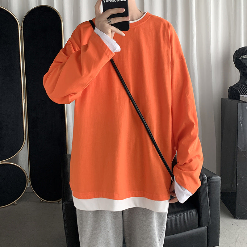 Men's Sweatshirt Spring and Autumn Men's round Neck Solid Color Loose