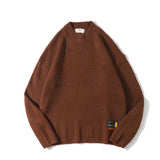 Man Fall Outfis Autumn Solid Color Simple Round Neck Sweater Casual Cotton Knitwear