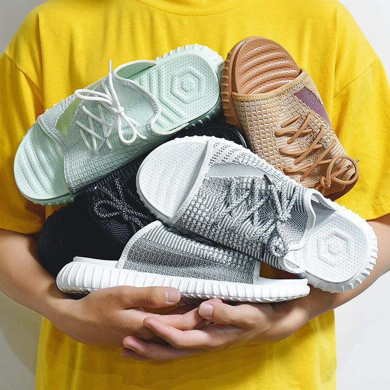 Mens Slide Couple Shoelace Summer Outdoor Slippers