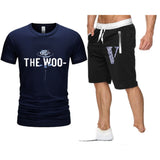 Vlone T Shirts & Shorts 2 Piece Set Rose Large V Printed Men'S And Women'S Loose Short-Sleeved T-Shirt