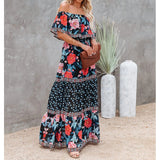 Nine Britton Dress off-Shoulder Printed Long Large Hem