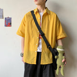 Men Shirts Short Sleeve Shirt Baggy Coat