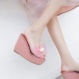 Platform Heels for Women Platform Transparent Peep Toe Shoes White Sandals