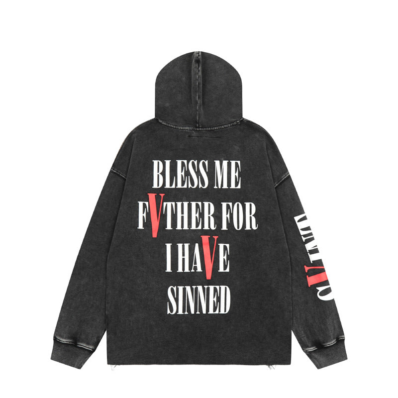 Kanye West Sunday Service Hoodie Fast Letter Printed Hoodie Washed Old Retro Style Men'S And Women'S Hoodies