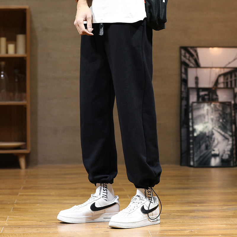 Grey Sweatpants Autumn and Winter Track Pants Men's Straight Pants Drawstring Sweatpants Loose Casual