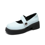 Mary Jane Shoes Retro French Women'S Round Toe Leather Shoes