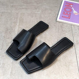 Women Open Toe Sandals Flats Summer Square Toe Flat Bottom Roman Style Sandals for Women