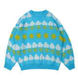 Man Fall Outfits Retro Alphabet Mixed Color Stripe Sweater Men and Women Loose