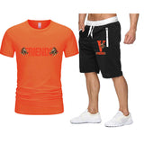Vlone T Shirts & Shorts 2 Piece Set Large V Printed Short Sleeve Loose Short Sleeve T-Shirt Shorts