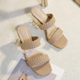 High Heels Slides Large Size Summer Fashion Woven High Heel Sandals