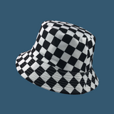 Vintage Check Bucket Hat Black and White Plaid Chessboard Plaid