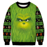 Men and Women Grinch Sweater Christmas Grinch Print Loose-Fitting Casual Pullover