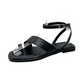 Women Open Toe Sandals Flats Summer Flat Heel Roman Fashion Cross Sandals