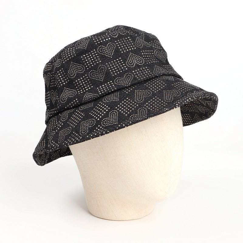 Bucket Hat Fishing Cap Cotton Print Fisherman Hat Vintage Denim Fashion Casual Sun-Proof Hat