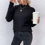 Women Pullover Knit Sweater Autumn and Winter Solid Color Turtleneck Sweater Women's Top