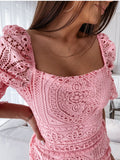 Coachella Music Festival Outfits Summer Sexy Hollow-out Elegant Back Zipper Dress for Women