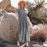 Coachella Music Festival Outfits Button Waist Strap Long Skirt Cardigan Vacation Coat Sun Protection Clothing Long Skirt Bikini Blouse for Women