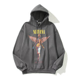 Nirvana Hoodie Angel Print Distressed Rock Hip Hop