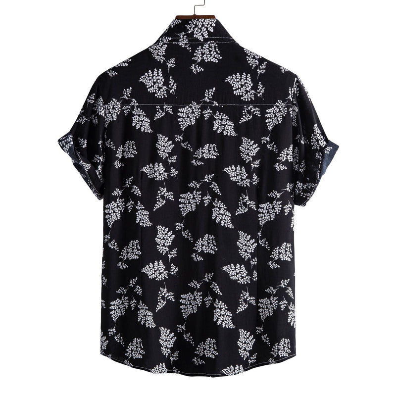 Camp Collar Shirt Printed Short Sleeve Shirt Loose