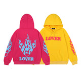 Kanye West Sunday Service Hoodie Autumn And Winter Lover Letter Three-Dimensional Flame Puff Print Velvet Padded Hooded Sweatshirt