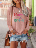 Merry and Bright Sweatshirts Merry and Bright Letter Printed Long Sleeve