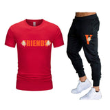 Vlone T Shirts & Pants 2 Piece Set Men'S Summer T-Shirt Short Sleeve Sports And Leisure