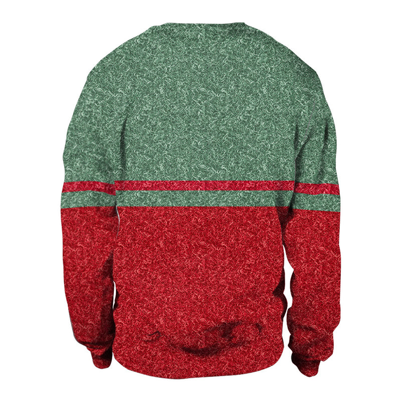 Men and Women Grinch Sweater Christmas Printed Crew Neck Sweatshirt Fluffy Jacket
