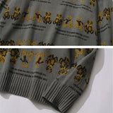 Men Sweater Cartoon Bear Printed Sweater Men's Loose Pullover