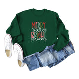 Merry and Bright Sweatshirts Merry Teacher Bright Casual round Neck Sweater