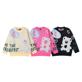 Men Sweater Cartoon Letters Brocade Sweater Men's Trendy Pullover