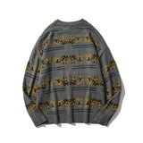 Men Sweater Cartoon Bear Printed Sweater Men's Loose Pullover