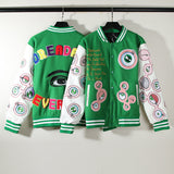 Cardigan Baseball Jacket Autumn and Winter Murakami Long Eye Embroidery Badge Baseball Uniform Men's and Women's Jacket Cardigan Coat Sweatshirt