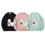 Men Sweater Cartoon Lamb Embroidered Knitwear Men's Long Sleeve Pullover