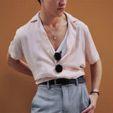 Rave Outfits Men T Shirt Drape Solid Color Shirt