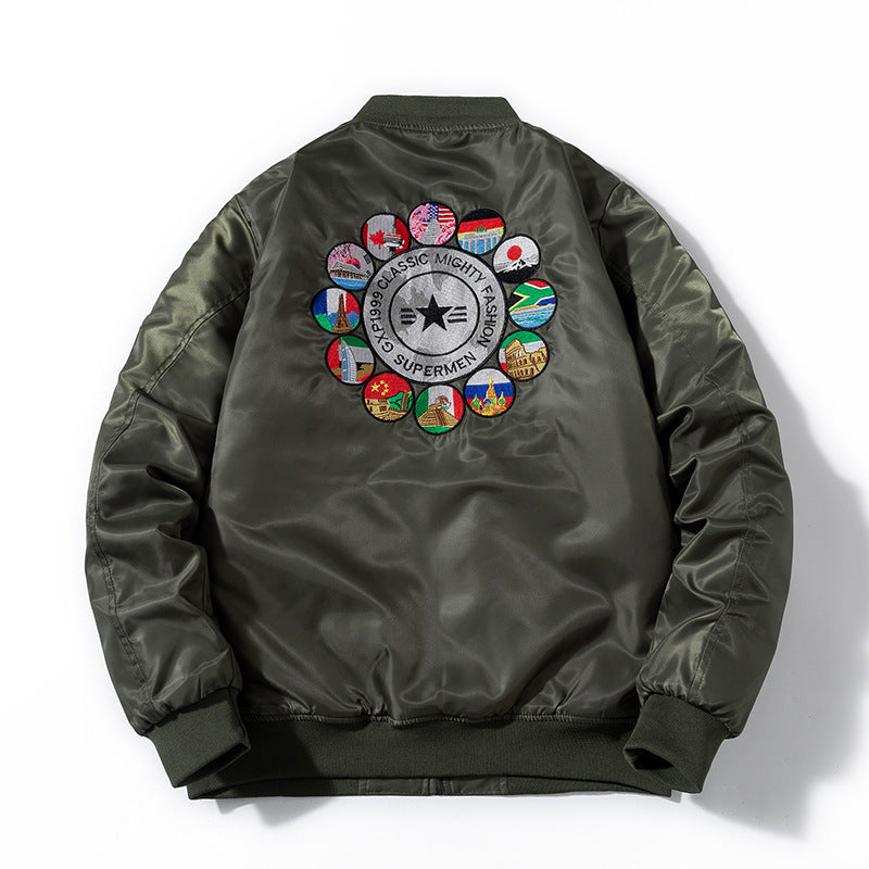 Varsity Jacket Embroidered Air Force Pilot Jacket Men'S Autumn And Winter Baseball Uniform
