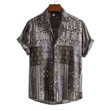 Camp Collar Shirt Ethnic Style Short Sleeve Shirt