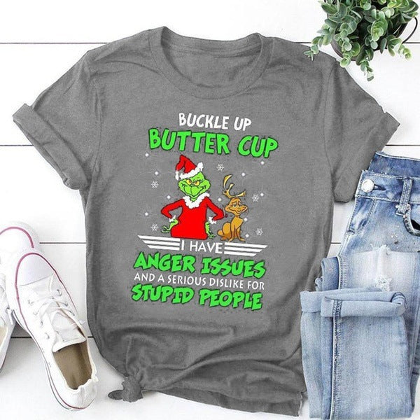 Men and Women Grinch Shirt Christmas Short Sleeve T-shirt